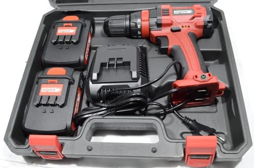 Taladro Atornillador Inalambrico Equus 1009ft 20v 2 Bateria Litio Maletin Color Rojo