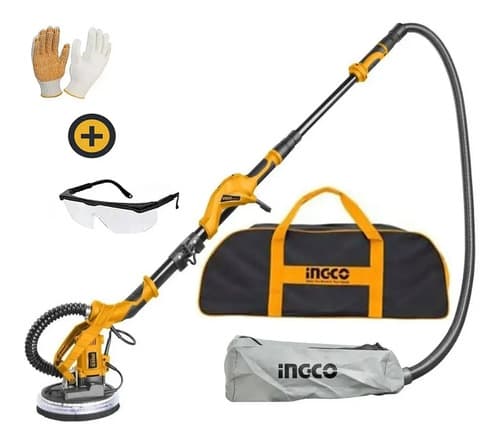 Lijadora De Yeso Extensible Jirafa Techo Ingco 1050w Con Bolso Disco De 215mm Con Lijas Amarillo/negro 50 Hz/60 Hz