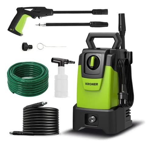 Hidrolavadora Kroner Alta Presión 1400w Auto-stop + Acces Color Negro/verde Frecuencia 50 Hz