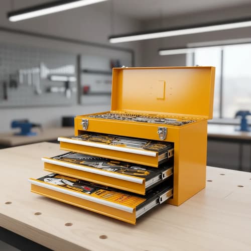 Set De 136 Herramientas De Mano En Caja Metalica Ingco Naranja Claro
