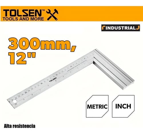 Escuadra De Aluminio 30 Cm Reforzada Regla Tolsen 35039