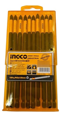 Set Puntas Ph2 150mm Largas Impacto Ingco Sdbim11ph263 Negro