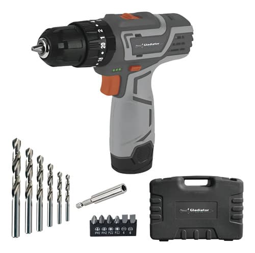 Taladro Atornillador Recargable Gladiator Gris