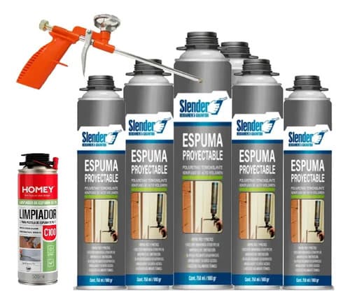 Combo Poliuretano Proyectable 12unds Pistola Cleaner Slender