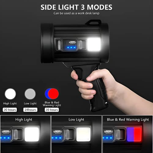 Foco Recargable Led Luz Panel Solar Linterna Caza Color De La Linterna Negro Color De La Luz Blanco