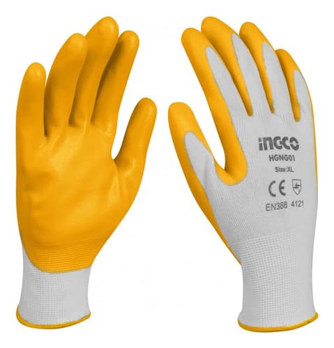 Guantes De Nitrilo Ingco Talle L Naranja