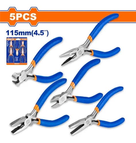 Set 5 Mini Pinzas Y Alicate 115 Mm Wadfow De Precision