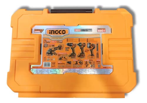 Kit Herramientas Inalámbricas Ingco Con Taladro, Amoladora Y Maletín, 22 Piezas Y 2 Baterías 4.0 Ah