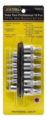 Juego De Dados 15 Piezas Torx Uyustools Tup015 Cromo