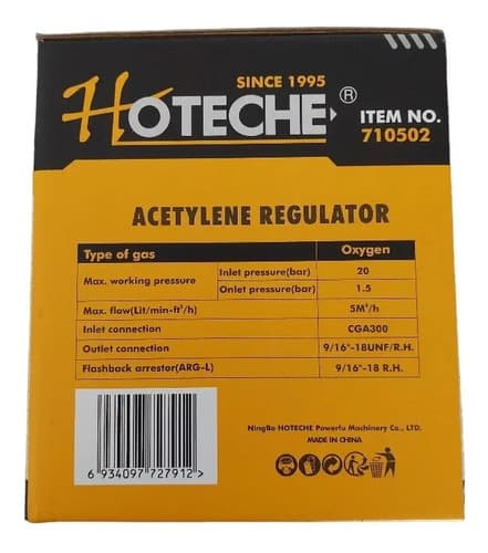 Regulador De Acetileno Con Manometro Hoteche 710502