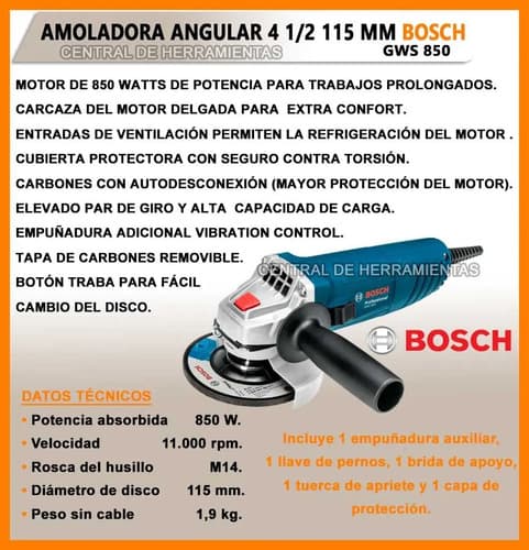 Amoladora Angular Bosch Professional Gsb 13 Re + Gws 850 Azul