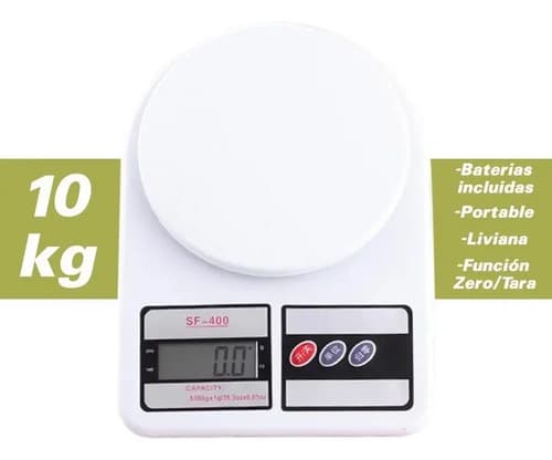 Balanza De Cocina Digital Electronic De 10 Kg Con Función Tara Blanco