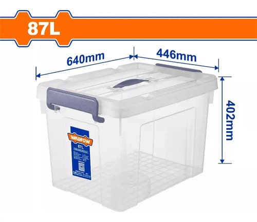 Caja Contenedor Plastico Apilable Transparente 87lt Wadfow Transparente Lisa