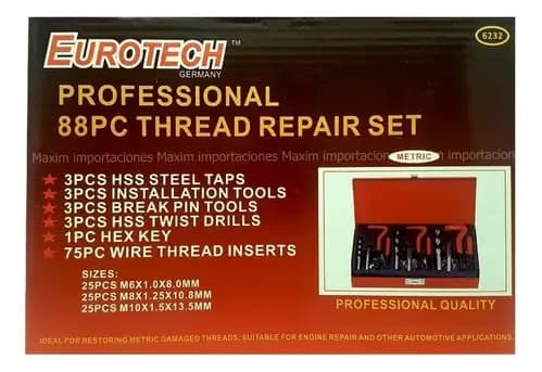 Insertos De Rosca - Kit 88 Piezas - Eurotech