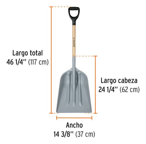 Pala Sanitaria Plástica Extra Ancha Uso Pesado Rudo 117 Cm Color Gris