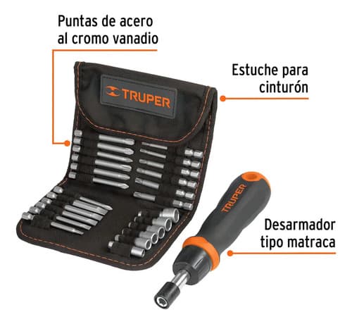 Juego De Desarmador Tipo Matraca, 26 Piezas Y Estuche