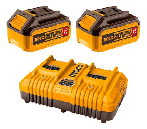 Set X 2 Baterias 20v 5amp + 1 Cargador Ingco Fbcpk2425- Smf