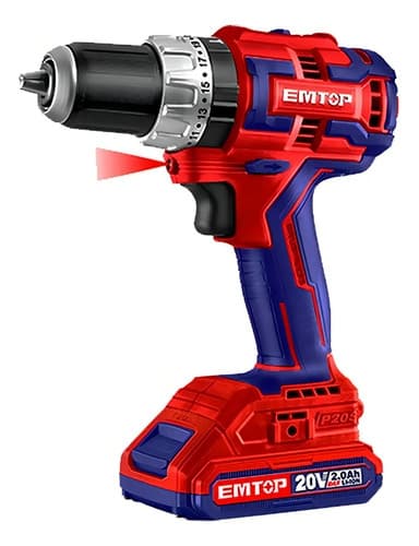 Taladro Inalambrico P20s Con 2 Baterias 20v Emtop Color Rojo Ecidl20812 50/60 Hz