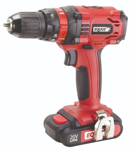 Taladro Atornillador Inalambrico Equus 1009ft 20v 2 Bateria Litio Maletin Color Rojo