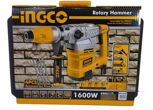 Rotomartillo Ingco Rh16008 1600w 385 Bpm 8 Joule Sds Max Ma Amarillo 50 Hz/60 Hz