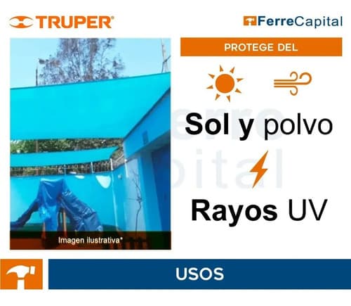 Lona Multiuso Truper Lt-45z Impermeable De 3m X 4m Color Azul