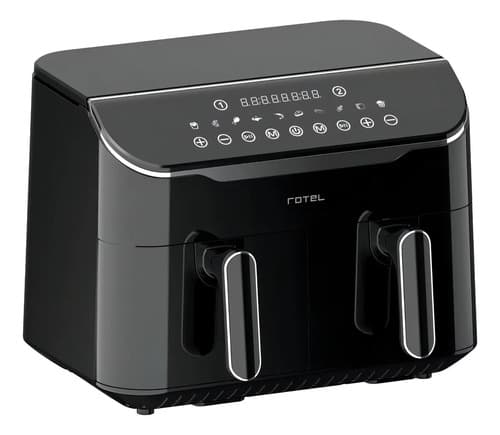 Freidora Sin Aceite Air Fryer Rotel Dual Canastos 4 + 4 Lt Color Negro