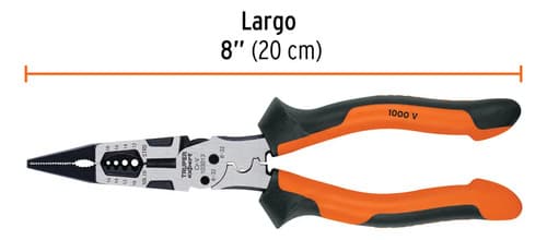 Pinza Multiuso 8 Punta Larga, Comfort Grip, Truper 103013