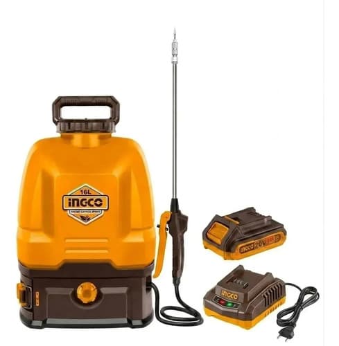 Fumigador Pulverizador Ingco 20v Mochila, Batería Y Cargador Color Amarillo