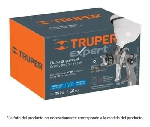 Pistola P/pintar Gravedad Hvlp, Boquilla 1.4mm, Truper 12128 Color Blanco Plateado