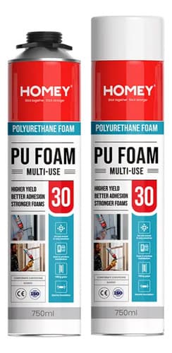 Espuma De Poliuretano Homey Pu 30 750ml Para Concreto Madera Metal Pvc
