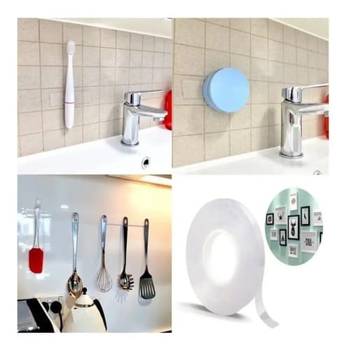 Cinta Doble Contacto Faz Huincha Adhesiva Reutilizable 5mts