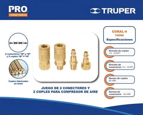 Kit De Coples Y Conectores Rapidos De Laton Para Compresor