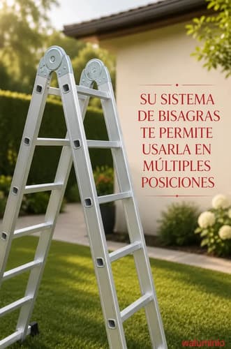 Escalera Multipropósito Aluminio Plegable 4.5m 16 Peldaños 150kg Waluminio Plateado