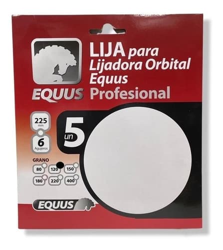 Pack 5 Lijas #120 Lijadora Equus Mango Corto 900w 6 Agujeros