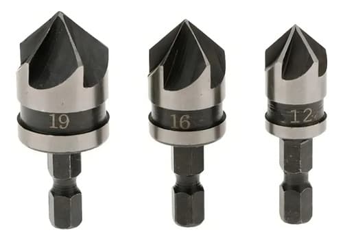 Kit De Brocas Avellanadoras Hoteche, Mixto Para Madera Y Hierro, Set De 3