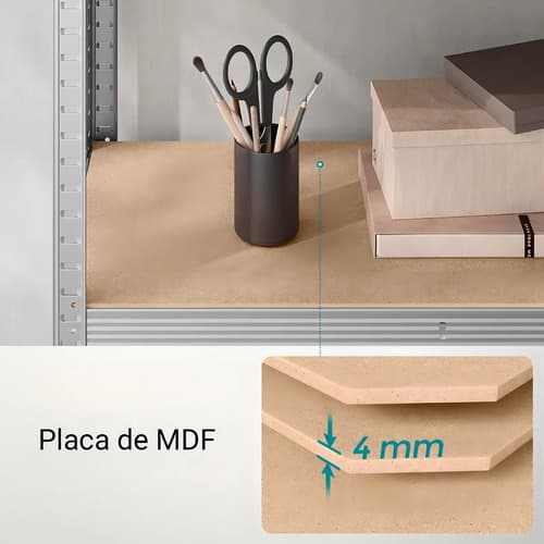 Rack Metálico 5 Estantes Ajustables 175kg Acero/mdf 180x90x40cm Plateado