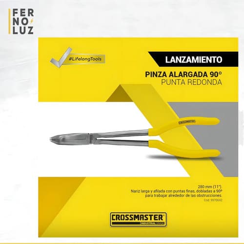 Pinza Alargada Curva 90º Punta Redonda 11 Crossmaster