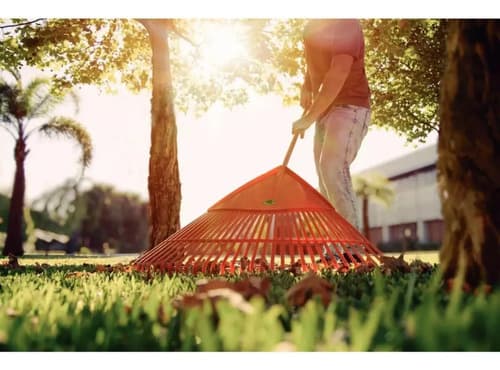 Kit Jardineria Escardillo + Escoba Jardin Naranja Tramontina Madera