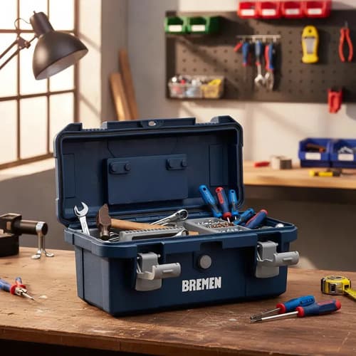 Caja Herramientas Plastica Mediana 45cm Bremen Color Azul