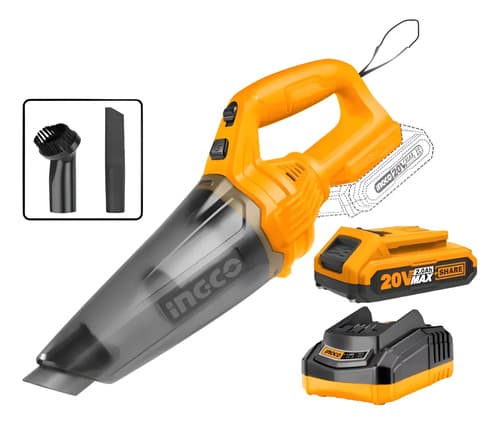 Aspiradora 20v Para Auto Ingco Cvli2001 + Batería + Cargador Naranja Claro