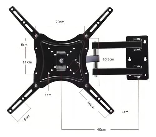Soporte Tv Owen 32 A 55'' Brazo Articulado Vesa 40x40cm Color Negro