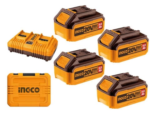 Set 4 Baterias 5ah + Cargador Doble Ingco Fbcli20245