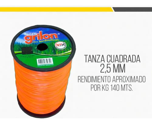 Tanza Grilon 2,5mm Cuadrada Desmalezadora Motoguadaña X 1kg Color Naranja