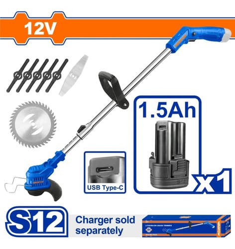 Desmalezadora 12v + Bateria 1.5ah + Acces Wadfow Wgts512