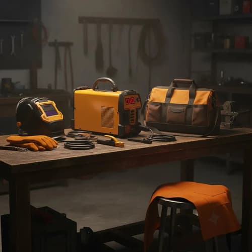 Soldadora Inverter Mma 200 Careta Delantal Accesorios Ingco Amarillo