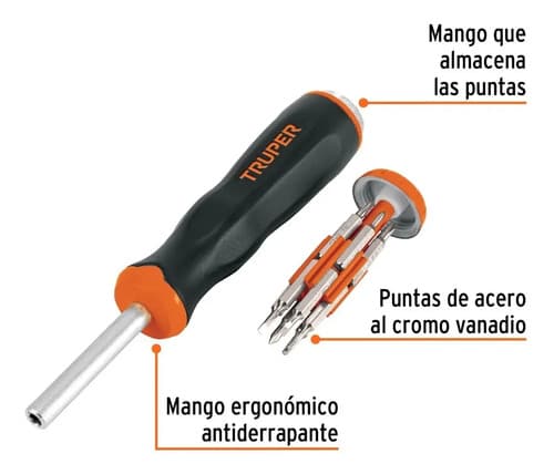 Desarmador De Joyero Multi Puntas 12 En 1, Truper 102503