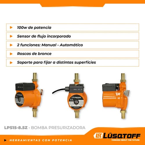 Bomba Elevador Presión Presurizadora 8.5m Lusqtoff Automátic
