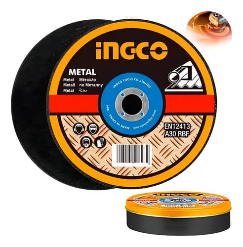 Lata X 25 Discos Corte Metal Esmeril Amoladora 115mm Ingco Color Naranja Claro