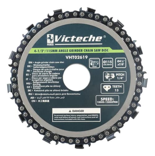 Disco De Sierra De Cadena Para Amoladora 115mm Victeche Gris Oscuro