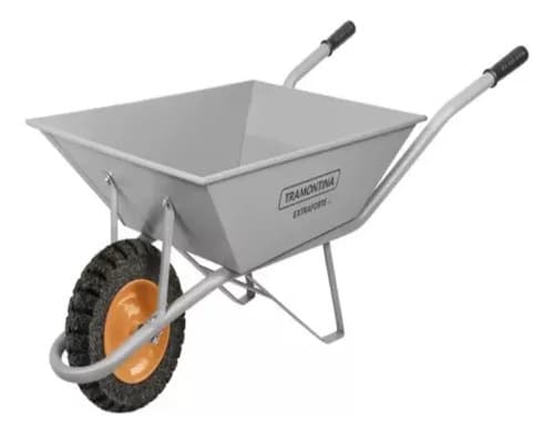 Carretilla Cuadrada Rueda Maciza 65lts Tramontina LG Gris